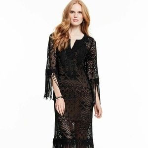 CALYPSO St. Barth Black  Fringe Long Dress  S $595